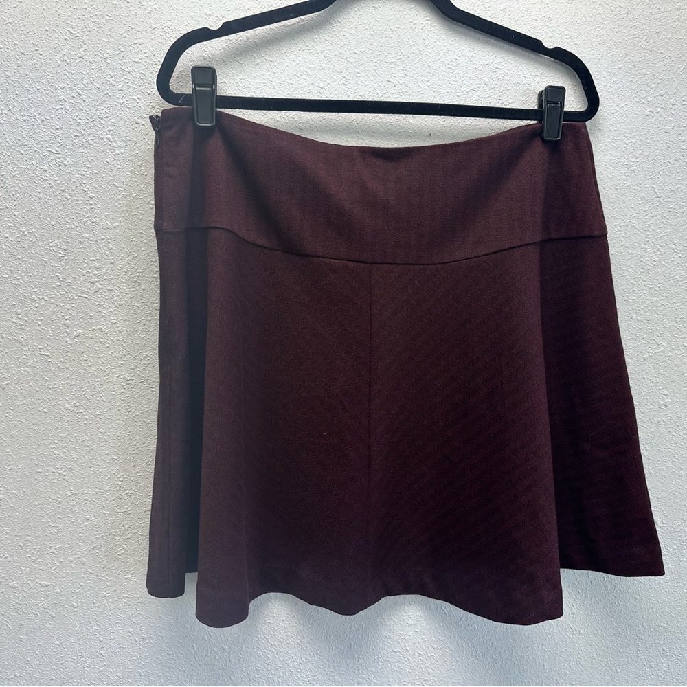 Kensie Women's Deep Burgundy Knit Herringone Mini A-Line Skater Skirt XL